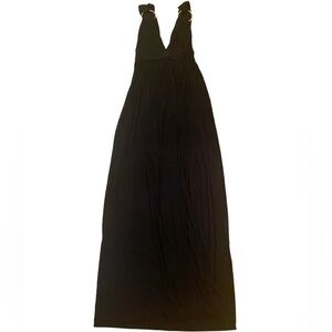 Milly of New York Black Sleeveless Long Maxi Dress with Gold Detail - Size Small